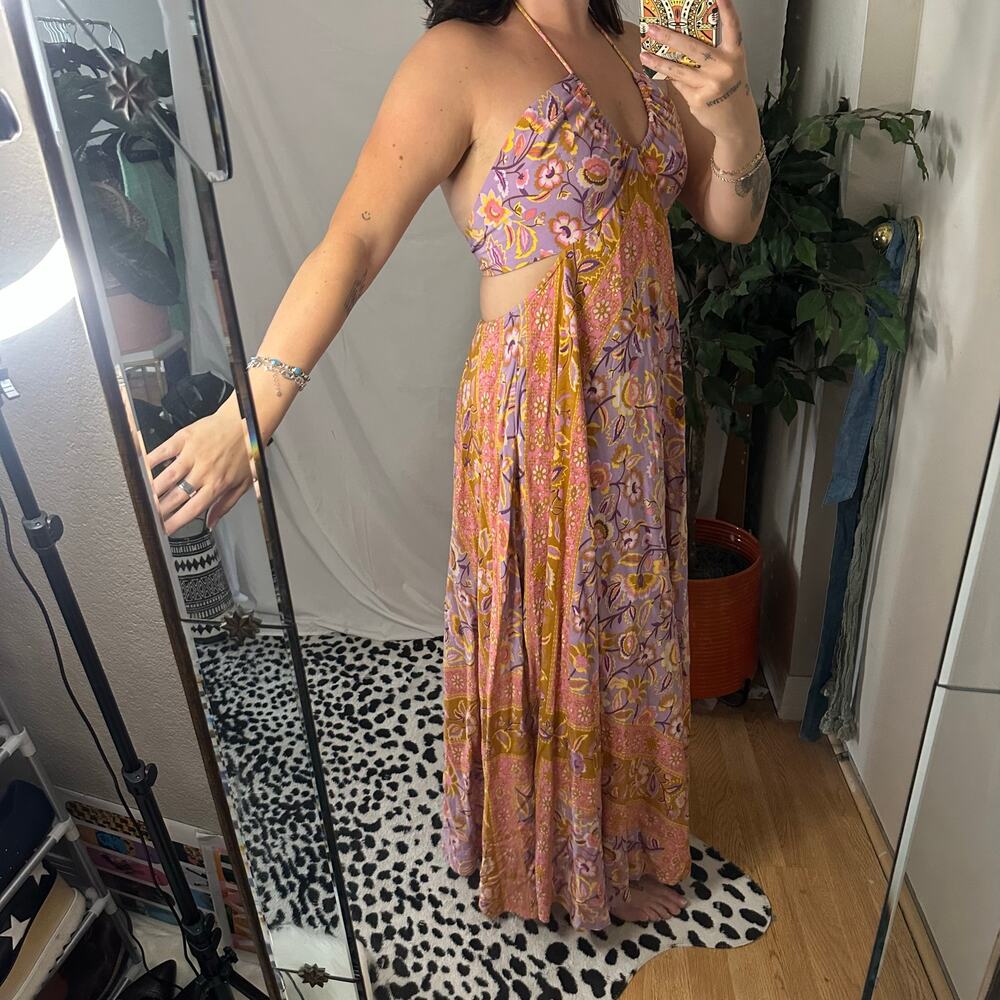 Spell & The Gypsy Lolita Floral Halter Maxi Dress Dress Orange Combo Size XS - Picture 6 of 6